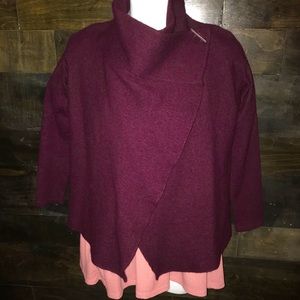 TAHARI Burgundy Wool Cape size small